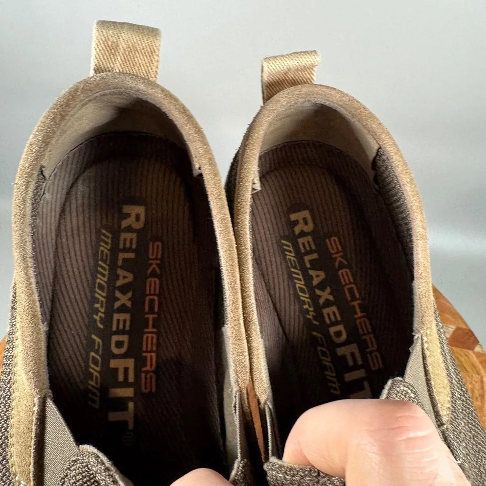 Skechers Superior Milford Mens 13 Relaxed Fit Memory Foam Slip On Loafers Brown‎